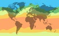 World climate temperature map. Detailed vector illustration