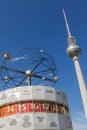 World Clock and television tower in Berlin Royalty Free Stock Photo