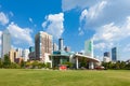 World of Coca Cola and skyline of buildings in downtown Atlanta Royalty Free Stock Photo