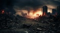 World collapse, doomsday scene. Nuclear World War in City Fearful Doomsday Scene. generative ai Royalty Free Stock Photo