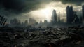 World collapse, doomsday scene. Nuclear World War in City Fearful Doomsday Scene. generative ai Royalty Free Stock Photo