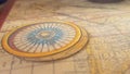 World compass with blur background