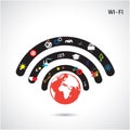 World connections network design,global internet concept,network earth icon. Royalty Free Stock Photo