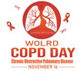 World COPD Day Wallpaper with lungs and ribbon in the background.