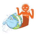 World corona virus attack concept cartoon vector
