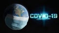 The world covered by a surgical mask from the Coronavirus pandemic. Covid-19 spreading in The Untited States. 2019-ncov infecting Royalty Free Stock Photo