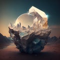 world created from white quartz on a rock, set in a desert environment Royalty Free Stock Photo