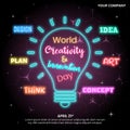World Creativity And Innovation Day design with neon text decoration Royalty Free Stock Photo