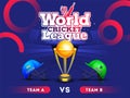 World Cricket League, India vs Pakistan Cricket match banner or poster, cricket attire helmets.