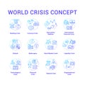 World crisis concept icons set