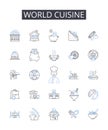 World Cuisine line icons collection. Fine Dining, Fresh Produce, Coastal Cuisine, Gourmet Food, Savory Flavors, Rich Royalty Free Stock Photo