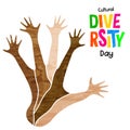 Cultural Diversity Day banner diverse hand team Royalty Free Stock Photo