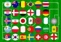 World Cup 2018, all qualified teams flags. 32 team