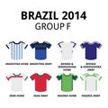 World Cup Brazil 2014 - group F teams football jerseys