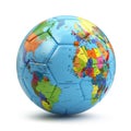 World cup concept. Soccer or football ball with world map. Royalty Free Stock Photo