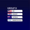 2026 World Cup. Copa Mundial. Group D. Soccer championship. Vector Royalty Free Stock Photo