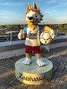 World Cup Fifa 2018 Mascot Zabivaka in Russia Kazan Royalty Free Stock Photo