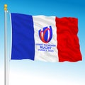 World Cup of Rugby waving flag, France 2023, illustration