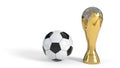 World Cup and soccer ball on white background, 3d rendering