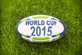 World cup 2015 written on a rugby ball