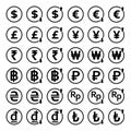 World currencies icon set illustration