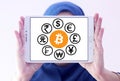 World currencies icons with cryptocurrency bitcoin Royalty Free Stock Photo