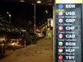 World currencies at money exchange point in Bucharest
