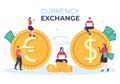 World Currency Exchange Services Cartoon Illustration Online Economy Applications for Cryptography, Euro, Dollar with Transaction Royalty Free Stock Photo