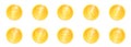World currency gold coin symbol big set. Main currencies ruble tugric peso kip colon yen won yuan cedi. Exchange Money