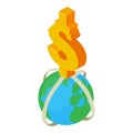 World currency icon, isometric style