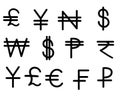 World Currency Symbols Most Used vector illustration Royalty Free Stock Photo