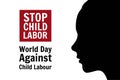 World Day Against Child Labor concept. Template for background, banner, card, poster with text inscription. Vector EPS10