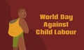 World day against child labour horizontal banner with exploited African child