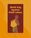 World day against child labour social media story with exploited African child