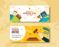 World Day for International Justice Horizontal Banner Illustration Cartoon Hand Drawn Templates Background