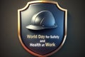 World Day for Safety and Health at Work. Illustration of a worker\'s shield and helmet. The concept of work protection Royalty Free Stock Photo