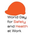 World Day for Safety and Health at Work. Red protective helmet.