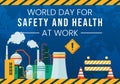 World Day for Safety and Health at Work Vector Illustration on April 28 with Mechanic Tool and Construction Helmet in Flat Cartoon
