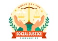 World Day of Social Justice Vector Illustration on February 20 with Scales or Hammer for a Just Relationship and Injustice