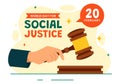 World Day of Social Justice Vector Illustration on February 20 with Scales or Hammer for a Just Relationship and Injustice