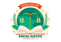 World Day of Social Justice Vector Illustration on February 20 with Scales or Hammer for a Just Relationship and Injustice