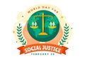 World Day of Social Justice Vector Illustration on February 20 with Scales or Hammer for a Just Relationship and Injustice