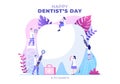 World Dentist Day With Tooth And Dentistry To Prevent Cavities And Healthcare In Flat Cartoon Background Illustration