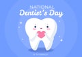 World Dentist Day With Tooth And Toothbrush To Prevent Cavities And Healthcare In Flat Cartoon Background Illustration