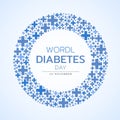 World Diabetes Day Awareness with blue circle cross sign vector design