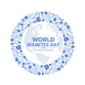 World Diabetes Day Awareness with blue hands Fingerprint make circle sign vector design