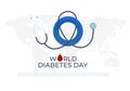World diabetes day background with stethoscope and earth map Royalty Free Stock Photo