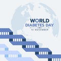 World diabetes day banner with abstract blue DNA sign sharp style and map world background vector design Royalty Free Stock Photo