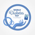 World Diabetes Day banner with Blood Sugar Test and Blood on the finger sign on blue circle rings are link vector design