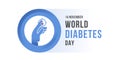 World diabetes day banner - hand with focus drop blood on finge in Universal blue circle symbol for diabetes vector design Royalty Free Stock Photo